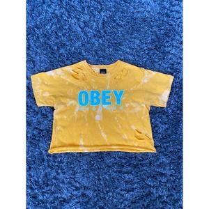 Obey Crop Top *Hand Bleached & Distressed*